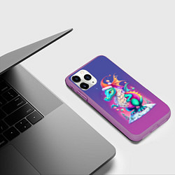 Чехол iPhone 11 Pro матовый Новогодний дракончик - нейроарт, цвет: 3D-фиолетовый — фото 2