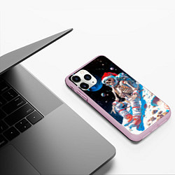 Чехол iPhone 11 Pro матовый Санта скелет астронавт, цвет: 3D-розовый — фото 2