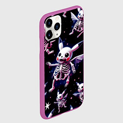 Чехол iPhone 11 Pro матовый Паттерн из покемон скелетиков, цвет: 3D-фиолетовый — фото 2