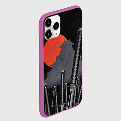 Чехол iPhone 11 Pro матовый Самурайский дом и красная луна, цвет: 3D-фиолетовый — фото 2