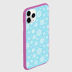Чехол iPhone 11 Pro матовый Нежный зимний паттерн со снежинками, цвет: 3D-фиолетовый — фото 2