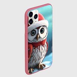 Чехол iPhone 11 Pro матовый Новогодняя сова в снегу, цвет: 3D-малиновый — фото 2