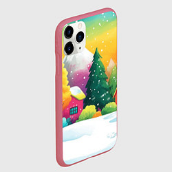 Чехол iPhone 11 Pro матовый Цветное новогоднее настроение, цвет: 3D-малиновый — фото 2