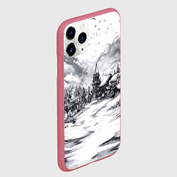 Чехол iPhone 11 Pro матовый Город в снегу перед новым годом, цвет: 3D-малиновый — фото 2