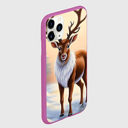 Чехол iPhone 11 Pro матовый Олень в зимнем лесу, цвет: 3D-фиолетовый — фото 2