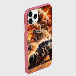 Чехол iPhone 11 Pro матовый Mad Max - explosion cars, цвет: 3D-малиновый — фото 2