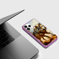 Чехол iPhone 11 Pro матовый Волк в осеннем лесу, цвет: 3D-фиолетовый — фото 2