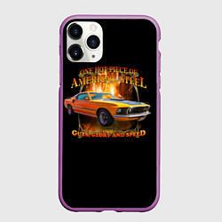 Чехол iPhone 11 Pro матовый Автомобиль Ford Mustang, цвет: 3D-фиолетовый