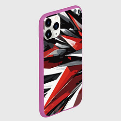 Чехол iPhone 11 Pro матовый Чёрно-красно-белая абстракция, цвет: 3D-фиолетовый — фото 2