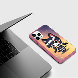 Чехол iPhone 11 Pro матовый Куроми на звездном фоне, цвет: 3D-малиновый — фото 2