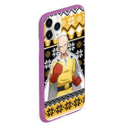 Чехол iPhone 11 Pro матовый One-Punch Man sweater, цвет: 3D-фиолетовый — фото 2