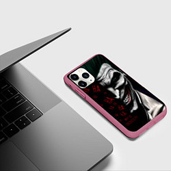 Чехол iPhone 11 Pro матовый Joker in the dark, цвет: 3D-малиновый — фото 2