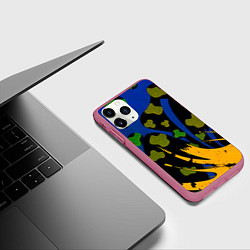 Чехол iPhone 11 Pro матовый Абстрактные пятна леопарда, цвет: 3D-малиновый — фото 2