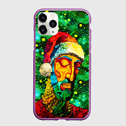 Чехол iPhone 11 Pro матовый Ded Moroz: pop-art-brut-nouveau pointillism, цвет: 3D-фиолетовый