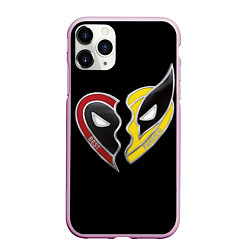 Чехол iPhone 11 Pro матовый Deadpool and Wolverine best friends, цвет: 3D-розовый