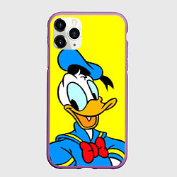 Чехол iPhone 11 Pro матовый Дональд Дак, цвет: 3D-фиолетовый
