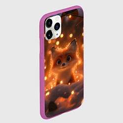 Чехол iPhone 11 Pro матовый Лисичка в желтых огоньках, цвет: 3D-фиолетовый — фото 2