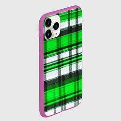 Чехол iPhone 11 Pro матовый Зелёно-белая ткань в клетку, цвет: 3D-фиолетовый — фото 2