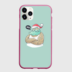 Чехол iPhone 11 Pro матовый Современный дед мороз, цвет: 3D-малиновый