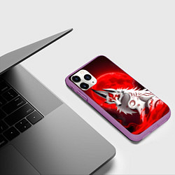 Чехол iPhone 11 Pro матовый Японская белая лиса, цвет: 3D-фиолетовый — фото 2