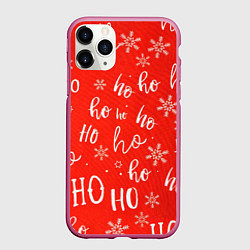 Чехол iPhone 11 Pro матовый Новый год ho ho ho, цвет: 3D-малиновый