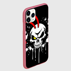 Чехол iPhone 11 Pro матовый Арт череп самурая, цвет: 3D-малиновый — фото 2
