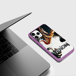 Чехол iPhone 11 Pro матовый Веном - симбиот, цвет: 3D-фиолетовый — фото 2
