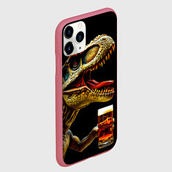 Чехол iPhone 11 Pro матовый Тираннозавр с пивом, цвет: 3D-малиновый — фото 2