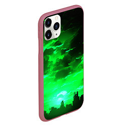 Чехол iPhone 11 Pro матовый Кислотный зелёный закат, цвет: 3D-малиновый — фото 2