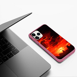 Чехол iPhone 11 Pro матовый Багровый апокалиптический закат, цвет: 3D-малиновый — фото 2