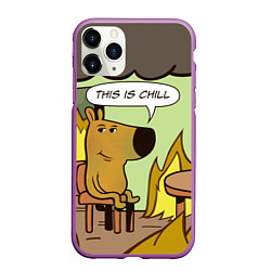 Чехол iPhone 11 Pro матовый This is chill - this is fine мем, цвет: 3D-фиолетовый