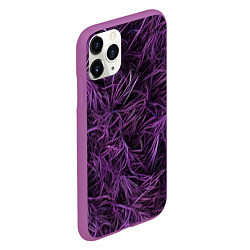 Чехол iPhone 11 Pro матовый Фиолетовая трава на чёрном фоне, цвет: 3D-фиолетовый — фото 2