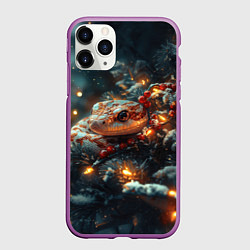 Чехол iPhone 11 Pro матовый 2025 змея на елке, цвет: 3D-фиолетовый