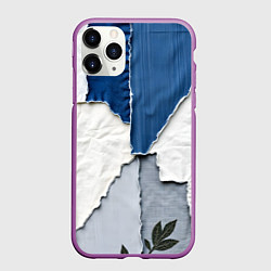 Чехол iPhone 11 Pro матовый Сине-белый пэчворк, цвет: 3D-фиолетовый