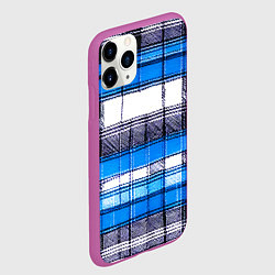 Чехол iPhone 11 Pro матовый Чёрные полосы на сине-белом фоне, цвет: 3D-фиолетовый — фото 2