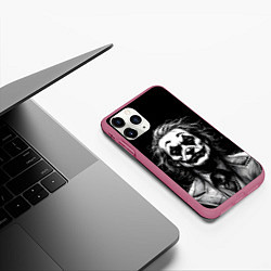 Чехол iPhone 11 Pro матовый Joker - clown, цвет: 3D-малиновый — фото 2