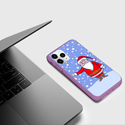 Чехол iPhone 11 Pro матовый Удивленный Санта Клаус, цвет: 3D-фиолетовый — фото 2