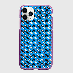 Чехол iPhone 11 Pro матовый Чёрно-белые фигуры на синем фоне, цвет: 3D-фиолетовый