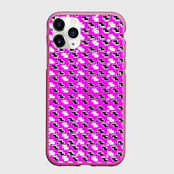 Чехол iPhone 11 Pro матовый Чёрно-белые фигуры на розовом фоне, цвет: 3D-малиновый