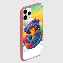 Чехол iPhone 11 Pro матовый Желтая новогодняя змейка 2025, цвет: 3D-малиновый — фото 2