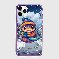 Чехол iPhone 11 Pro матовый Новогодняя змейка 2025, цвет: 3D-фиолетовый