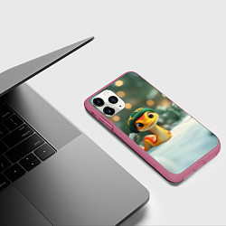 Чехол iPhone 11 Pro матовый Маленькая новогодняя змейка, цвет: 3D-малиновый — фото 2