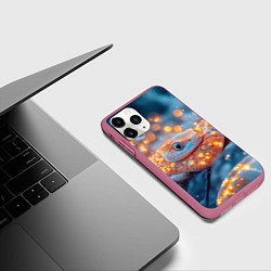 Чехол iPhone 11 Pro матовый Рыжая блестящая змея, цвет: 3D-малиновый — фото 2