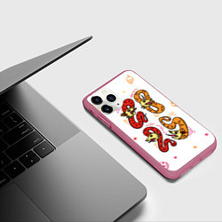 Чехол iPhone 11 Pro матовый 2025 цифры из змей русский лубок, цвет: 3D-малиновый — фото 2