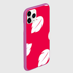 Чехол iPhone 11 Pro матовый Тестура платья Лило с листьями, цвет: 3D-фиолетовый — фото 2