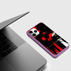 Чехол iPhone 11 Pro матовый Красно-белый гранж на чёрном фоне, цвет: 3D-фиолетовый — фото 2