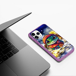 Чехол iPhone 11 Pro матовый Новогодняя змейка милая, цвет: 3D-фиолетовый — фото 2