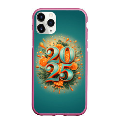 Чехол iPhone 11 Pro матовый Мандариновый 2025, цвет: 3D-малиновый