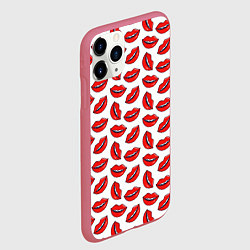 Чехол iPhone 11 Pro матовый Паттерн с женскими губами, цвет: 3D-малиновый — фото 2