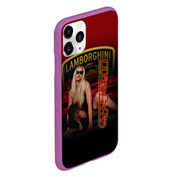 Чехол iPhone 11 Pro матовый Девушка и Lamborghini, цвет: 3D-фиолетовый — фото 2